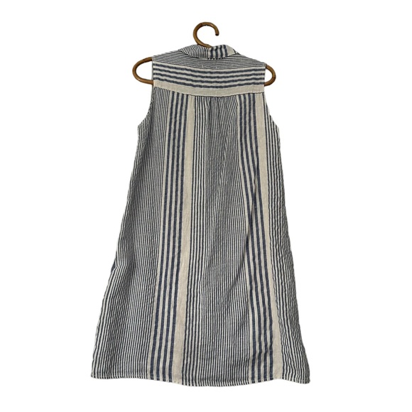 Lina Tomei | Striped Linen Blend Sleeveless Mini Dress Size S - Picture 4 of 12